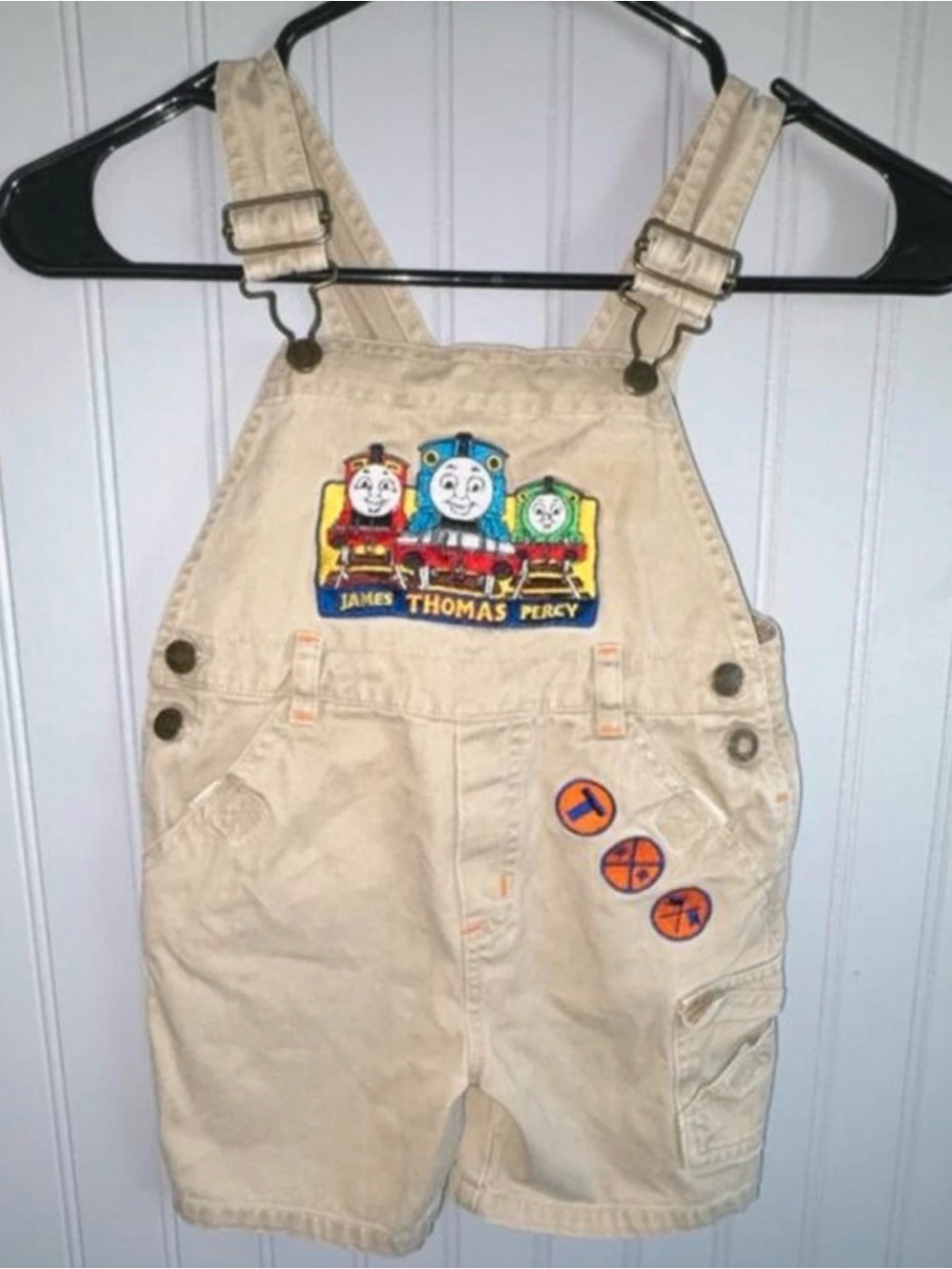 VTG Y2K Thomas The Tank Engine Percy James Tan Toddler 3T Overalls With Pockets